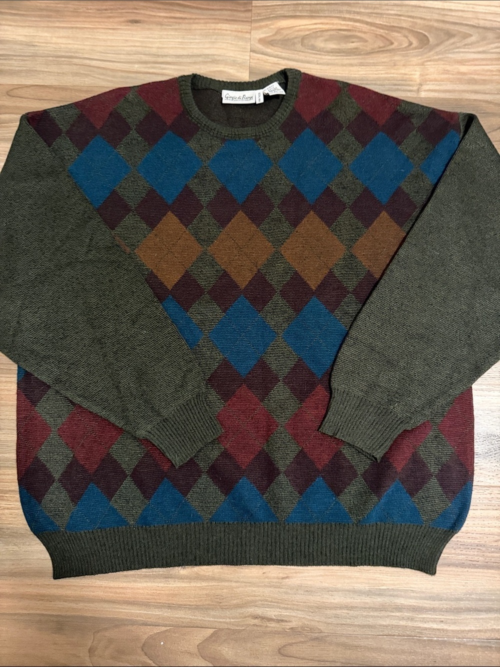 Giorgio di Firenze Men’s Sz. XL Multicolor Diamond Sweater Crewneck Wool Blend